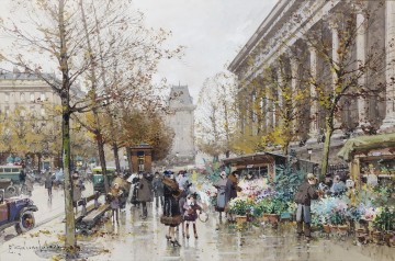 París Le marche aux fleurs Eugène Galien Pinturas al óleo